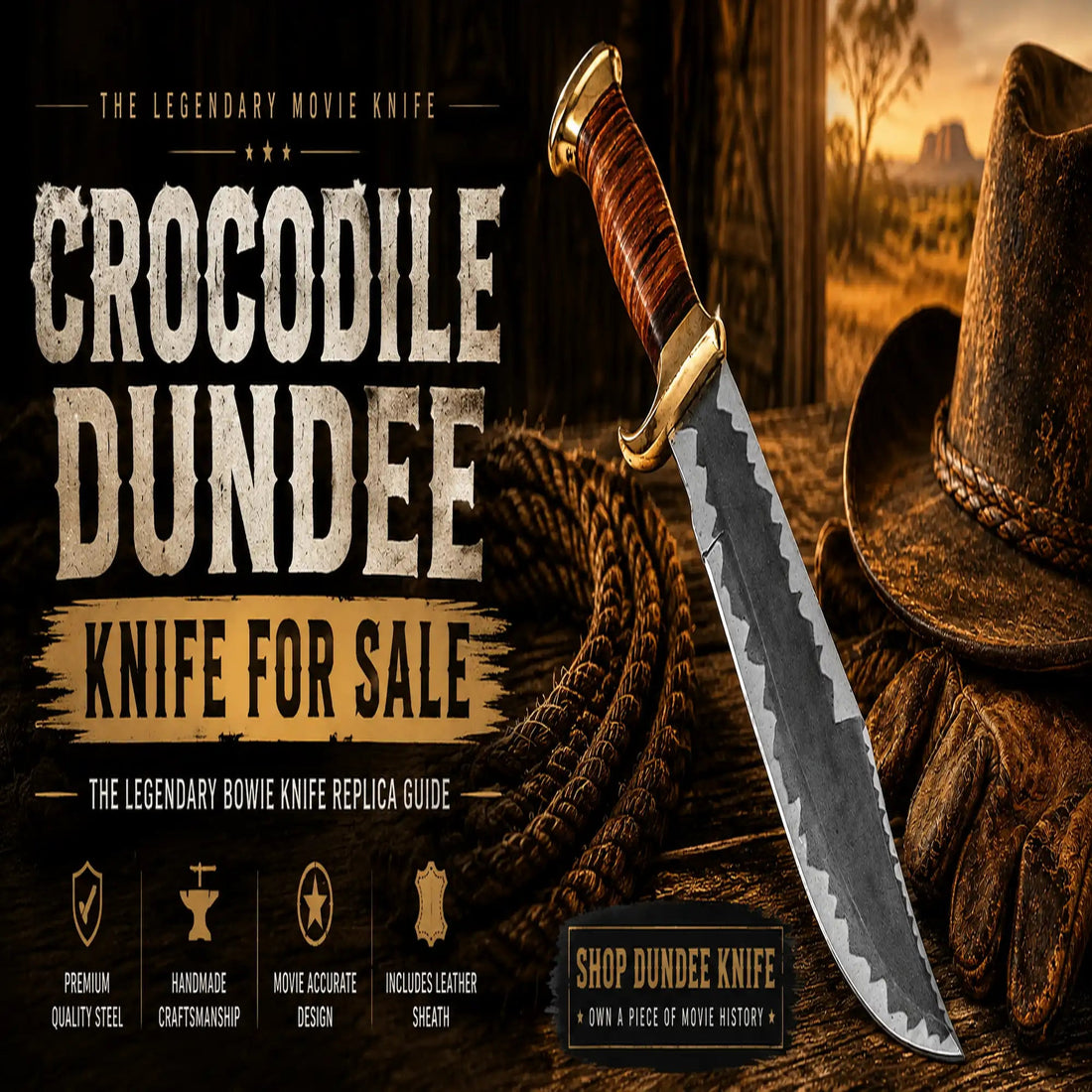 Crocodile Dundee Knife for Sale – Authentic Dundee Bowie - SHAM KNIVES