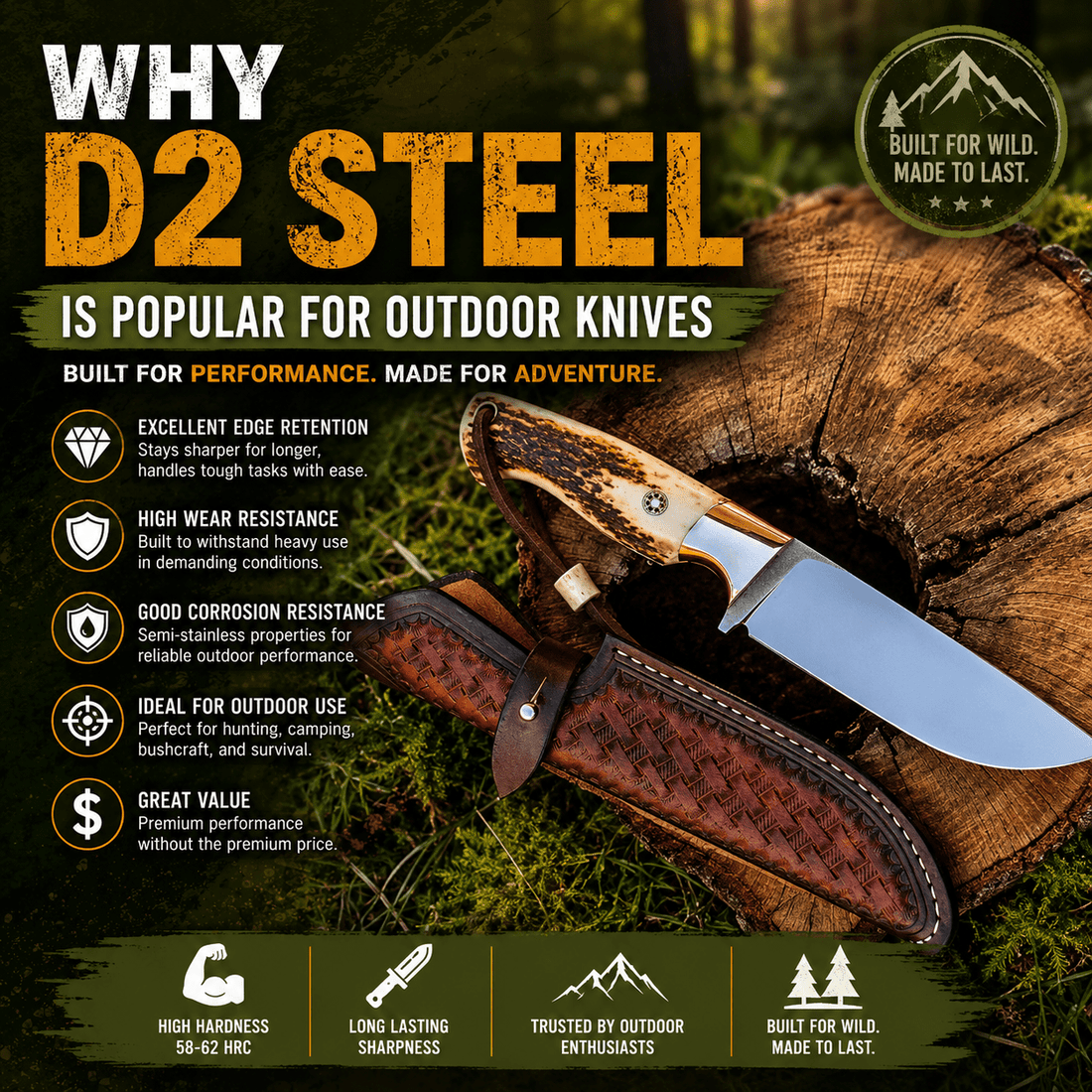 Why D2 Steel is Popular for Outdoor Knives - SHAM KNIVES