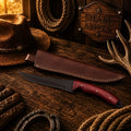 Handmade 1095 carbon steel fillet knife with red Padauk wood handle
