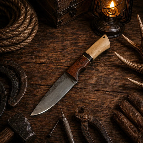 10 inch 1095 carbon steel camping knife with 5 inch drop point blade