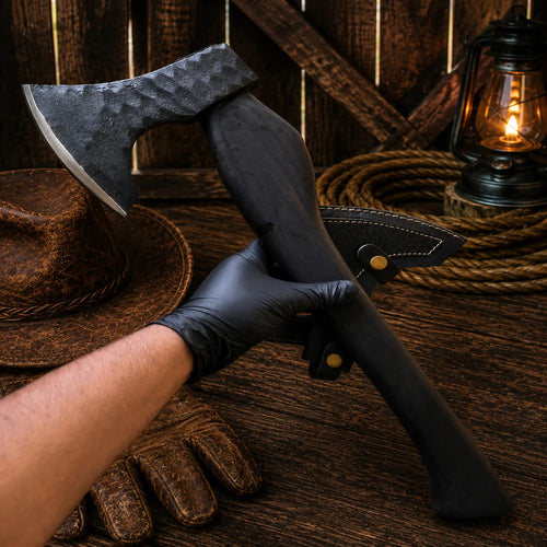 1095 high carbon steel axe with black ash wood handle