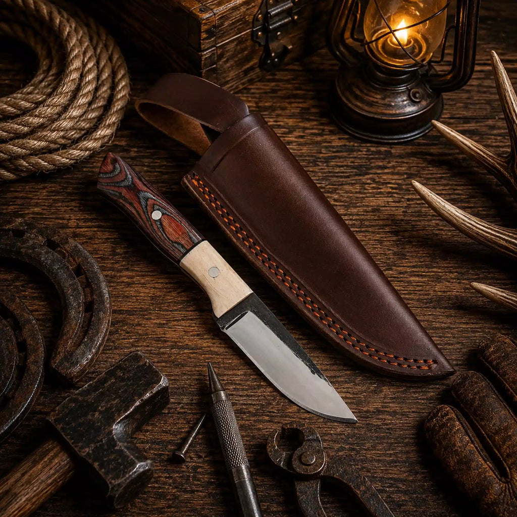 Full tang drop point 1095 high carbon steel fixed blade hunting knife