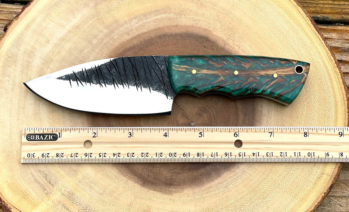 Pine Cone Handle Fixed Blade Knife, Custom Full Tang Hunting Knife