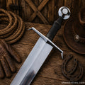 Hand forged medieval longsword replica with leather grip