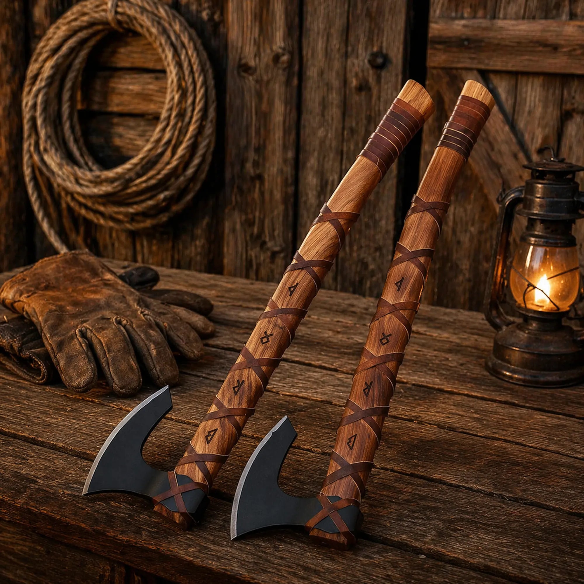 Ragnar Long Axe with Leather Sheath | Hand Forged Norse Hatchet Gift for Men