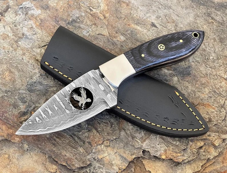 8" Damascus steel fixed blade knife with Black Pakka wood handle. - SHAM KNIVES Hunting KnifesSham knives8" Damascus steel fixed blade knife with Black Pakka wood handle.