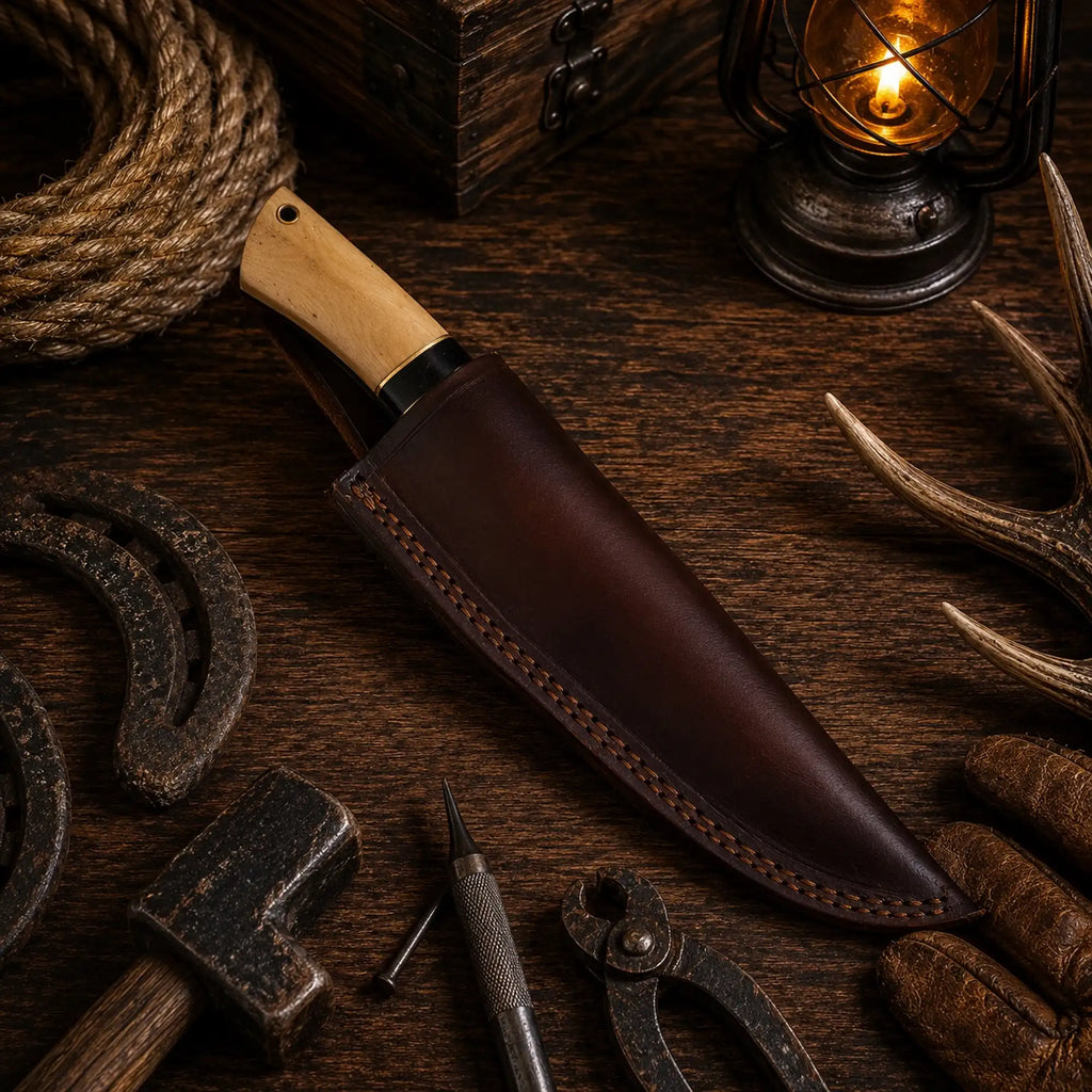 Acid wash fixed blade bushcraft knife with G10 Micarta handle