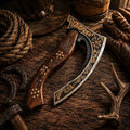 All Season Carbon Steel Pizza Cutter Axe – Brass Inlay Rosewood - SHAM KNIVESpizza cutter axeSHAM KNIVESAll Season carbon steel pizza cutter axe with brass inlay rosewood handle