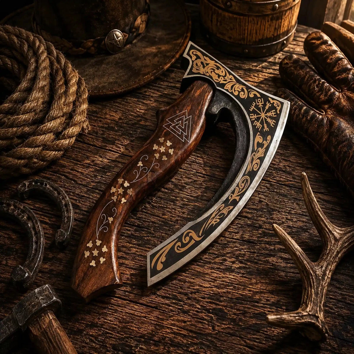 All Season Carbon Steel Pizza Cutter Axe – Brass Inlay Rosewood - SHAM KNIVESpizza cutter axeSHAM KNIVESAll Season carbon steel pizza cutter axe with brass inlay rosewood handle