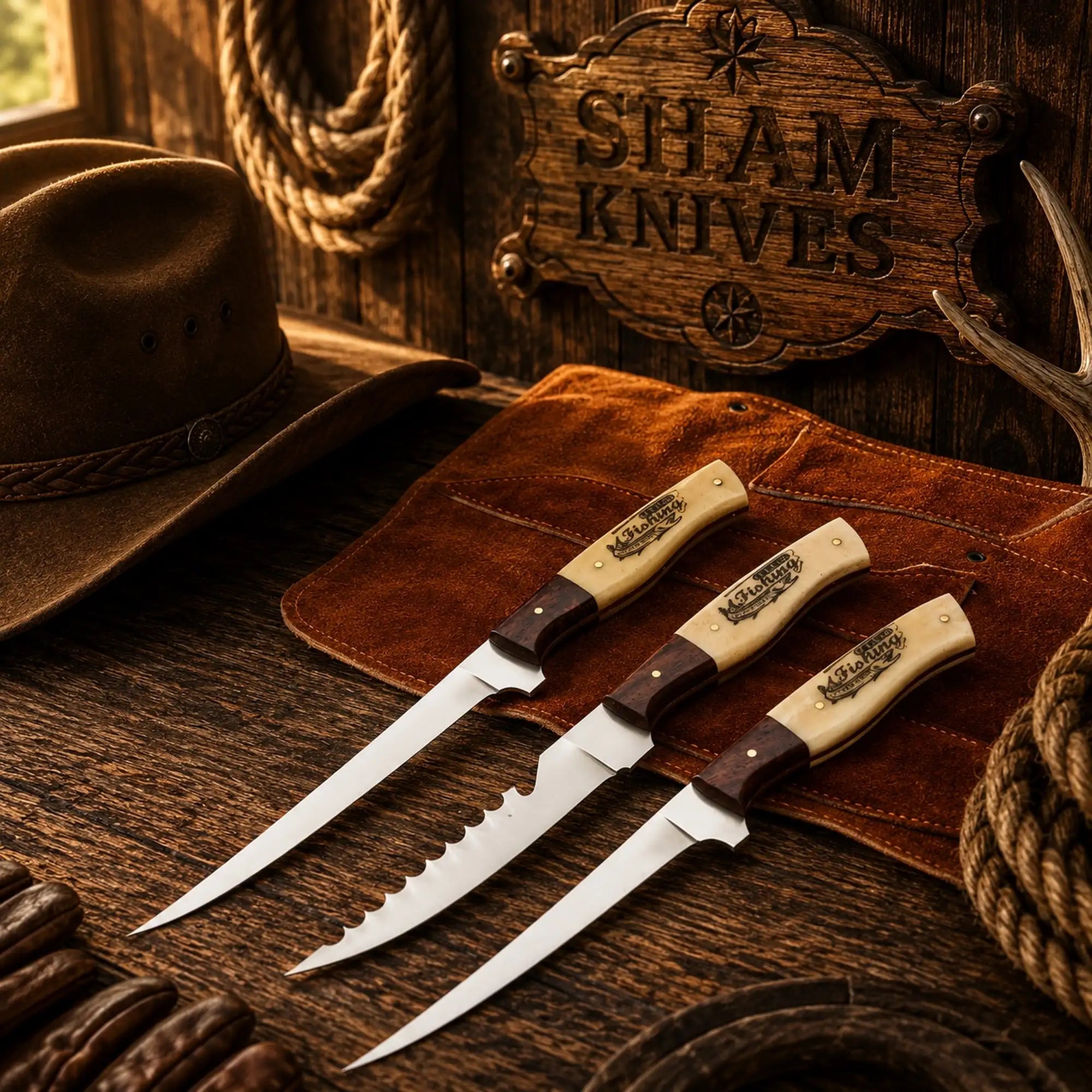Angler’s Trio three-piece 440C stainless steel fillet knife set