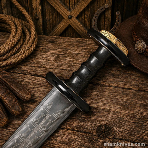 Anglo-Saxon Spatha Sword – D2 Etched Steel Medieval Replica - SHAM KNIVESswordsSHAM KNIVESAnglo Saxon Spatha sword with hand forged D2 etched steel blade