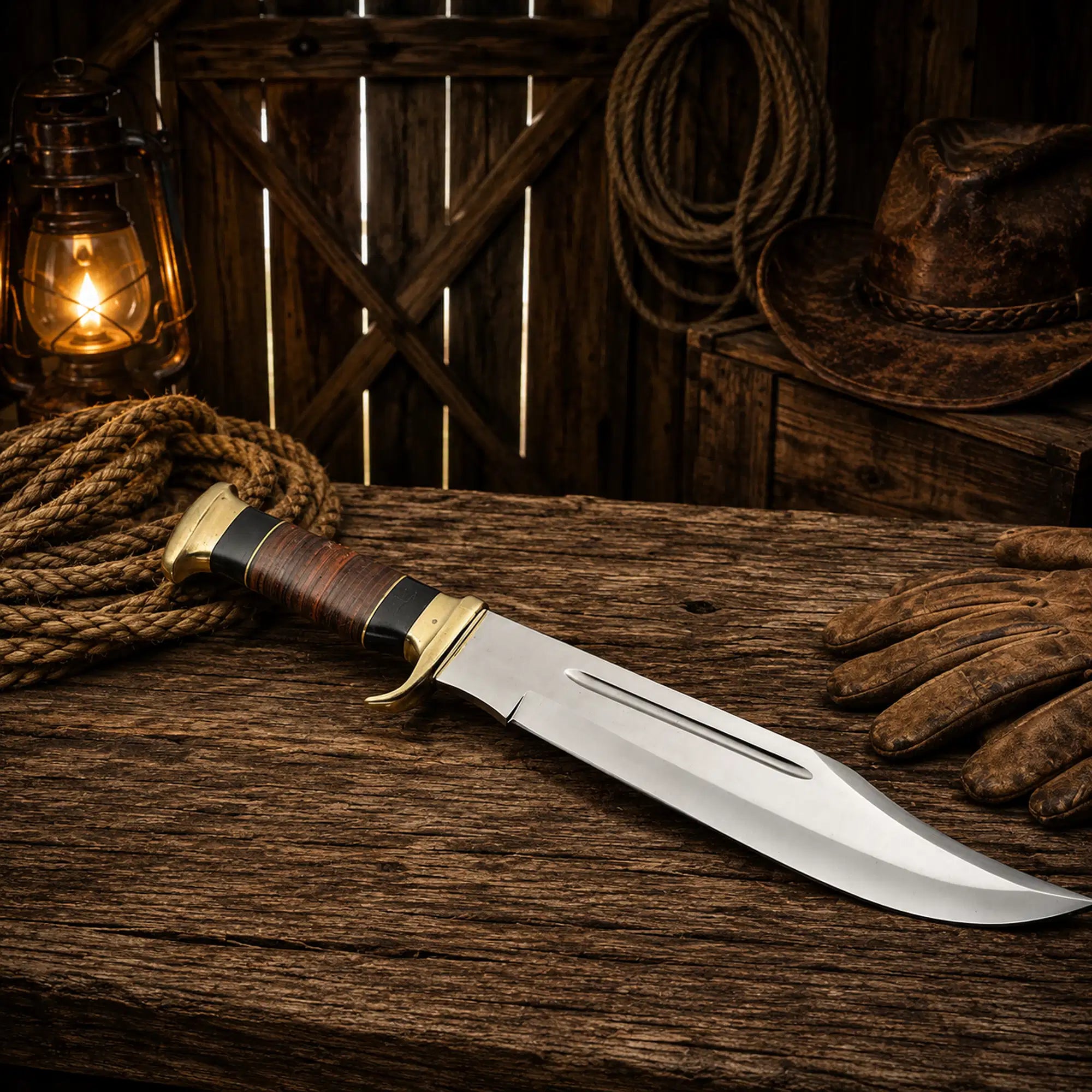 Large Australian Outback Bowie knife inspired by Crocodile Dundee movie