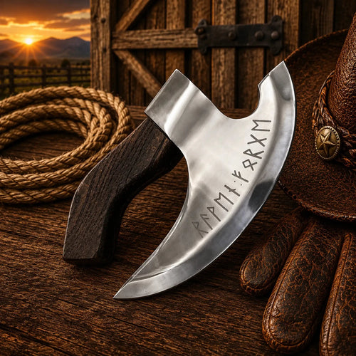 Authentic Viking Pizza Axe – Forged Steel Black Handle - SHAM KNIVESCamping AxeSHAM KNIVESPremium Viking pizza axe for pizza lovers and collectors