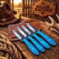 Belt Buckaroo Knifes set - 3.5” Rasp Steel with Turquoise stone Handles - SHAM KNIVESCowboy KnifeSHAM KNIVESBelt Buckaroo rasp steel knife set with turquoise stone handles