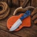 Blue Mesa Buckaroo Knife – D2 Steel Skinner & Scout Belt Sheath - SHAM KNIVESCowboy KnifeSHAM KNIVESWestern fixed blade knife with scout leather belt sheath and resin handle