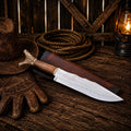 Bowie Knife Handmade | Frontier Inspired Antler Handle - SHAM KNIVESBowie knifeSHAM KNIVESHandmade Bowie knife with frontier inspired antler handle and leather sheath