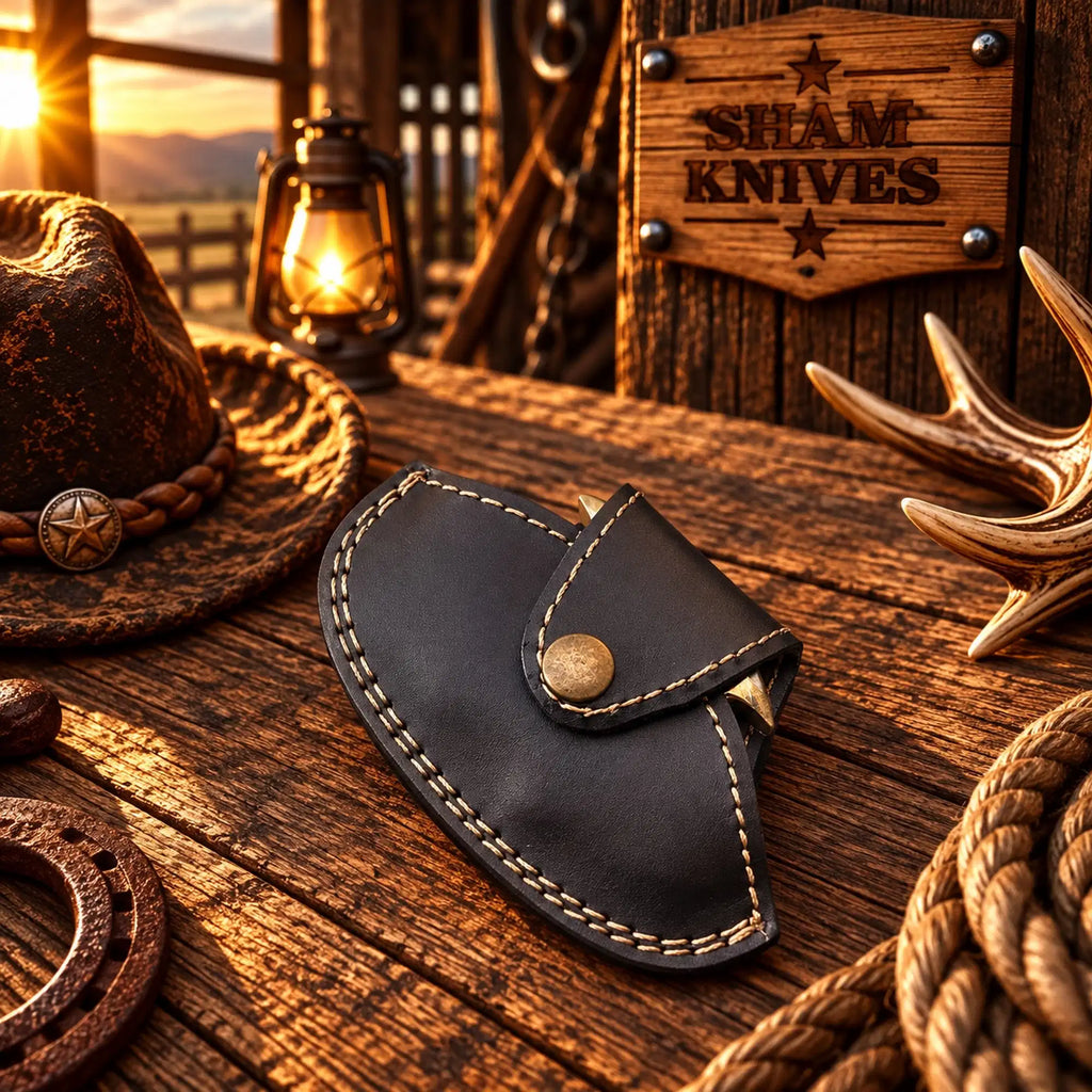 Hand-cast brass knuckle supplied with a fitted leather sheath