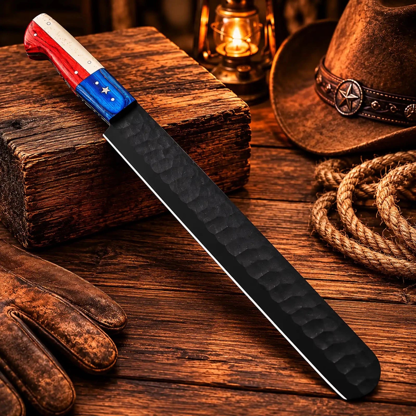 Brisket Chef Knife – D2 Steel Blade Texas Flag Handle - SHAM KNIVESchef knifeSHAM KNIVES Premium Brisket Chef Knife with D2 steel blade and Texas flag handle