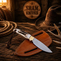 Buckaroo ranch knife with 4-inch D2 steel blade and antler horn handle