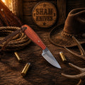 Buckaroo rancher waist knife with 3-inch D2 steel blade and exotic wood handle