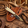 Buckaroo Working Knife for field dressing - 3.5” Damascus Blade Bone Handle - SHAM KNIVESBuckaroo KnifeSHAM KNIVESBuckaroo field dressing knife with 3.5 inch Damascus blade and bone handle