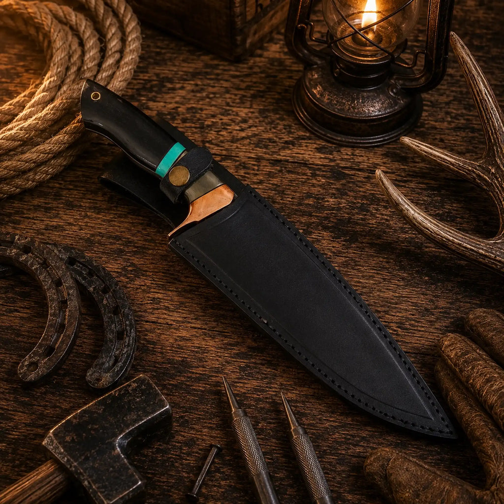 13.5 inch hunting knife with 7.5 inch D2 steel clip point blade