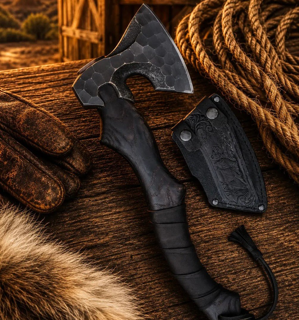 Bushcraft Hatchet D2 Steel Axe with Ash Wood Handle & Sheath - SHAM KNIVESCamping AxeSHAM KNIVESBushcraft Hatchet D2 Steel Axe with Ash Wood Handle & Sheath