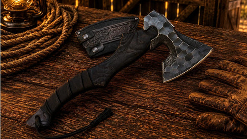 Bushcraft Hatchet D2 Steel Axe with Ash Wood Handle & Sheath - SHAM KNIVESCamping AxeSHAM KNIVESBushcraft Hatchet D2 Steel Axe with Ash Wood Handle & Sheath
