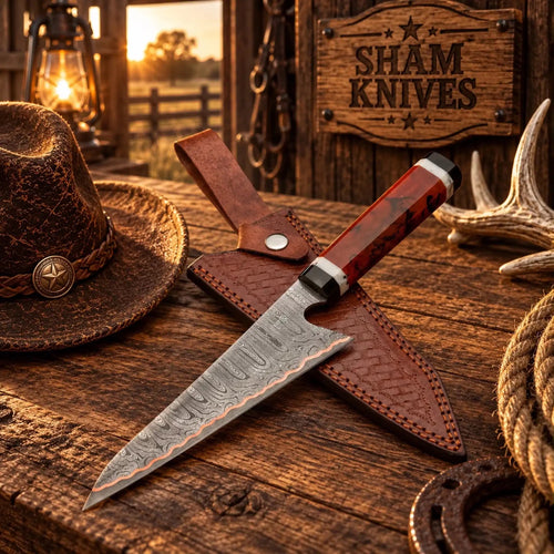 Buy K-Tip Gyuto Style Copper Damascus Chef Knife – Octagonal Resin Handle - SHAM KNIVESCopper Damascus Chef knifeSHAM KNIVESK-tip Gyuto-style Copper Damascus chef knife