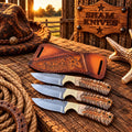 CONEBACK RANGER KNIFES – RANCH COWBOY KNIVES SET WITH CROSS-DRAW LEATHER POUCH - SHAM KNIVESCowboy KnifeSHAM KNIVESConeback Ranger cowboy knife set with D2 steel blades