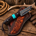 Copper Damascus Cross Draw Knife – Wenge Wood & Turquoise Inlay Handle - SHAM KNIVESCowboy KnifeSHAM KNIVESHandmade Copper Damascus cross draw knife with Wenge wood and turquoise inlay handle.