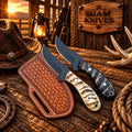 Two-piece cowboy belt skinner knife set made from rasp steel