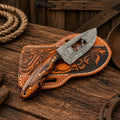 Cowboy Cattle Field Knife – Damascus Steel Blade Resin Handle - SHAM KNIVESCowboy KnifeSHAM KNIVESHandmade cowboy cattle field knife with Damascus steel blade and resin handle with leather belt sheath