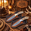 Cowboy Duo Damascus field-dressing knife set