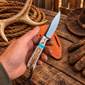 Cowboy Mini Ranch Knife – Rasp Steel with pinecone handle & pancake leather pouch - SHAM KNIVESCowboy KnifeSHAM KNIVESCowboy Mini Ranch Knife with rasp steel blade and pinecone handle