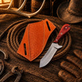 Handmade Cowboy Ranch Skinner Knife with 4-inch D2 steel blade and Red Pakka Wood handle