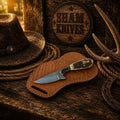 Cowboy rasp steel knife with a 3.25-inch blade and stag horn handle