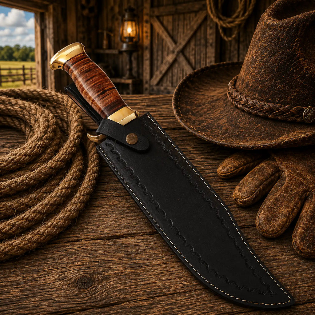 Premium handmade Bowie knife with leather sheath