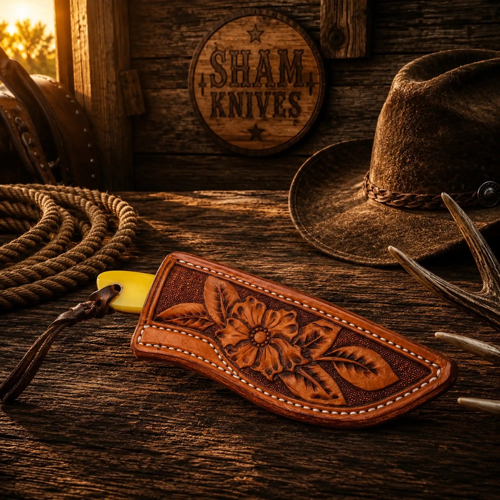 Handmade D2 steel skinning knife with coloured-bone handle and brass bolster