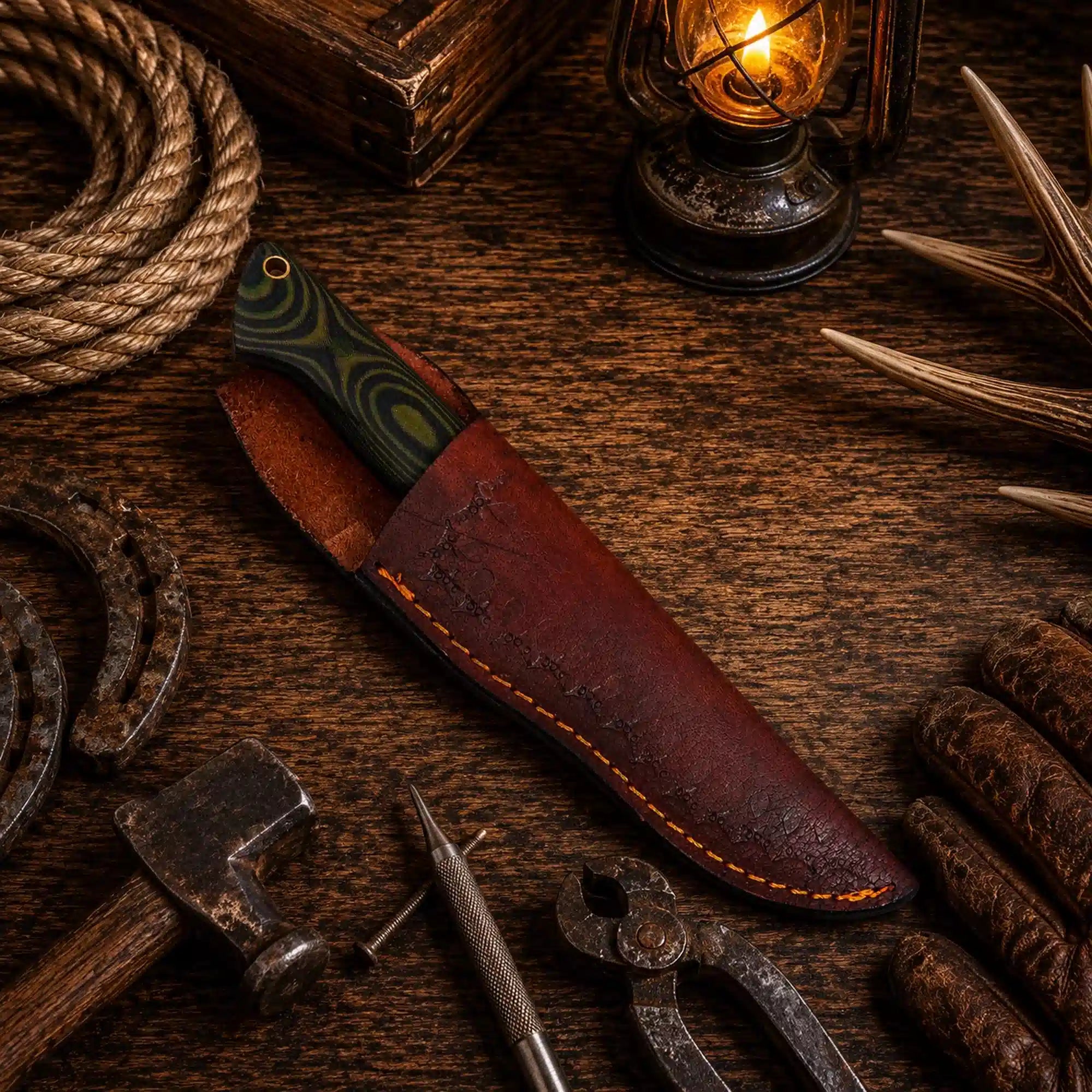 D2 hunting fixed blade with polished drop point and G10 handle