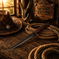 D2 powder coated fillet knife with ridged rosewood handle
