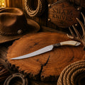 D2 steel fillet knife with handmade bone and wood handle