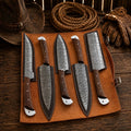 Damascus Chef Knife Set – 5 Piece Rosewood Handle Collection - SHAM KNIVESkitchen knifesSHAM KNIVESHand forged Damascus chef knife set with rosewood handles
