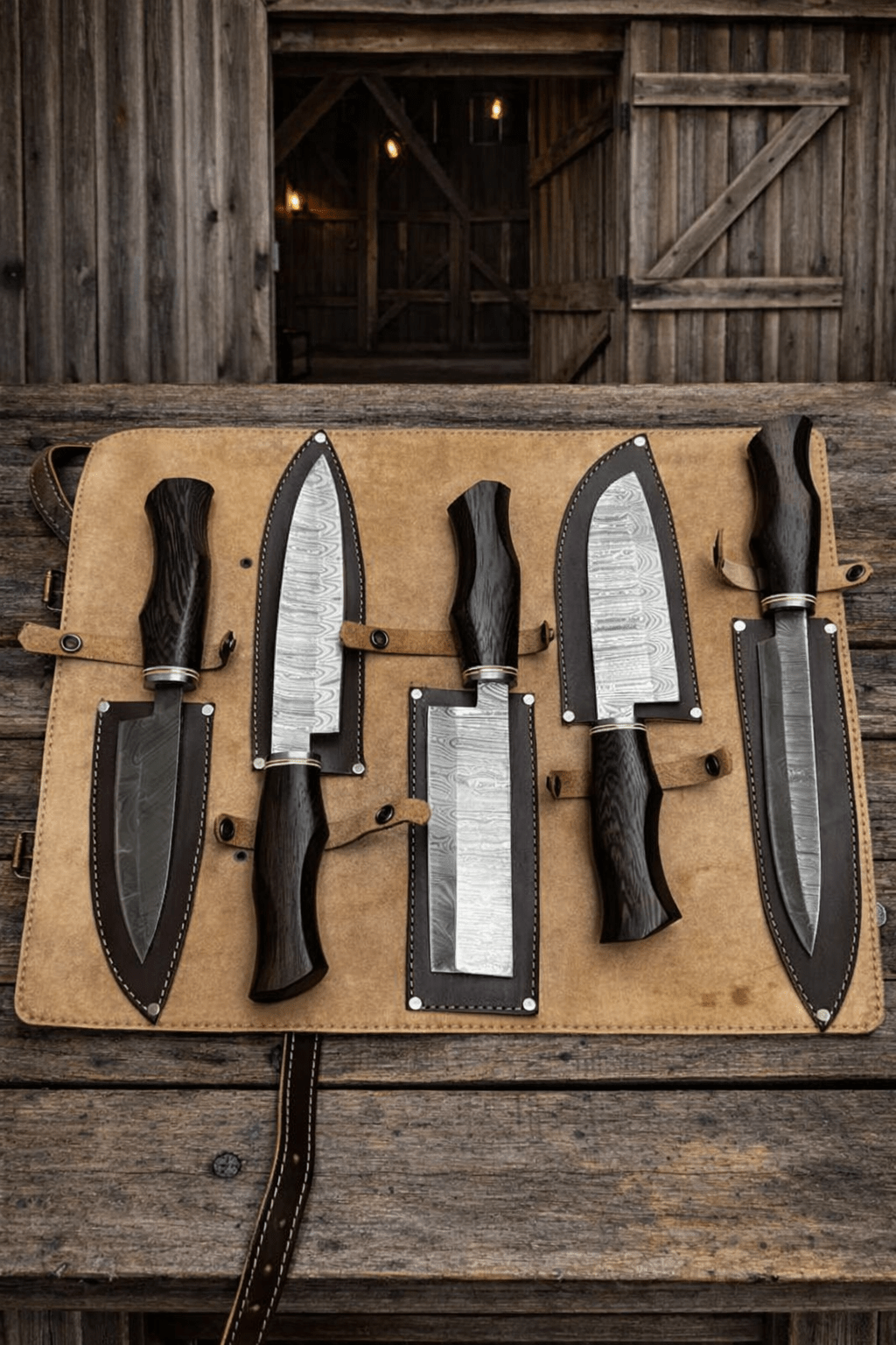 Damascus Kitchen Knives Set – Premium Chef Knives Wenge Wood Handles - SHAM KNIVESkitchen knifesSHAM KNIVES Damascus Kitchen Knives Set – Premium Chef Knives Wenge Wood Handles