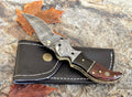 Damascus Steel Pocket Knife Buffalo Horn and Rose Handle - SHAM KNIVESPocket KnifeSham knivesDamascus Steel Pocket Knife Buffalo Horn and Rose Handle