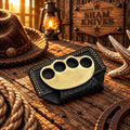  Deadwood Legend solid brass knuckle display piece with black leather sheath