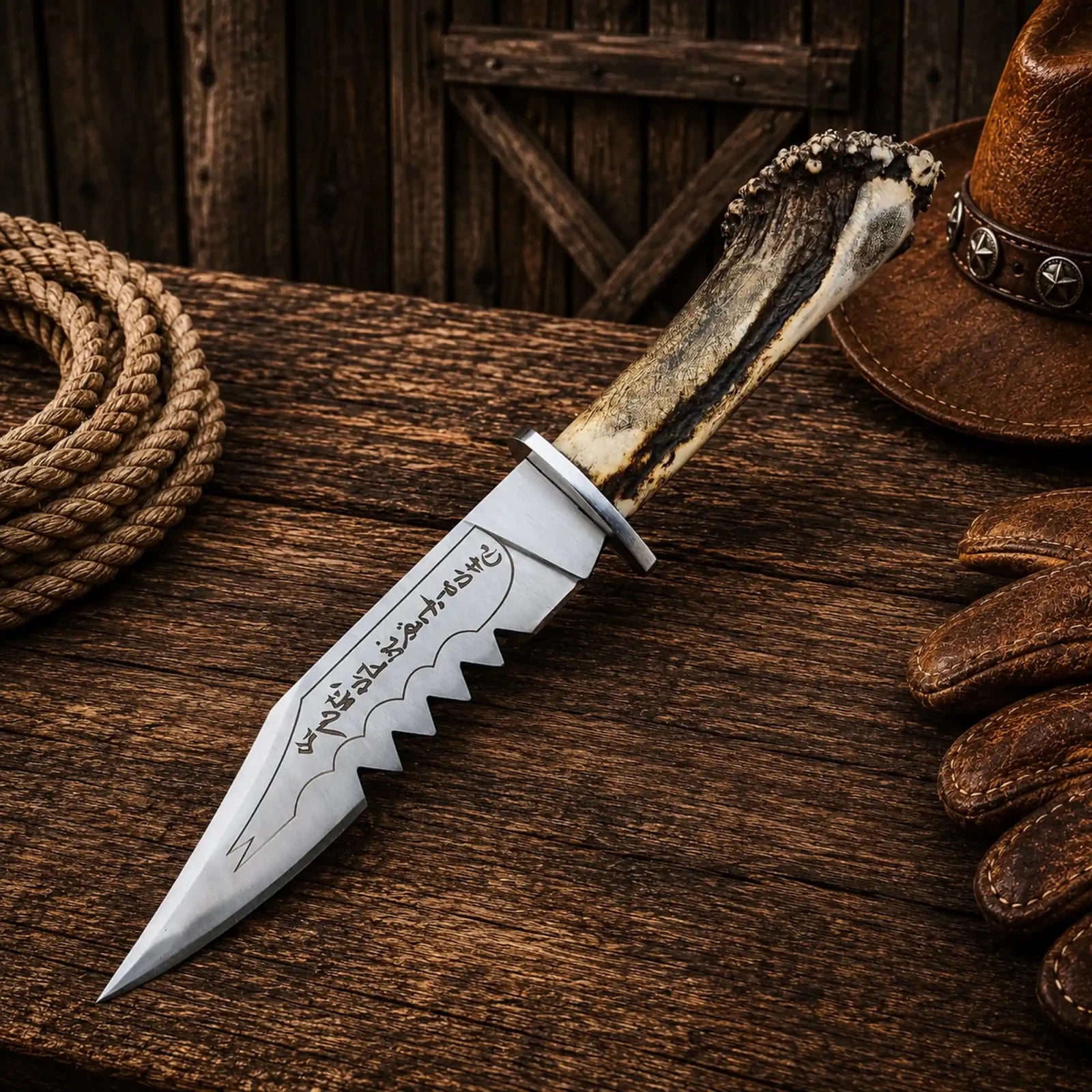 Demon Supernatural Movie Knife – D2 Steel Antler Handle Replica - SHAM KNIVESHunting KnifesSHAM KNIVESHandmade hunting knife featuring genuine stag horn handle.