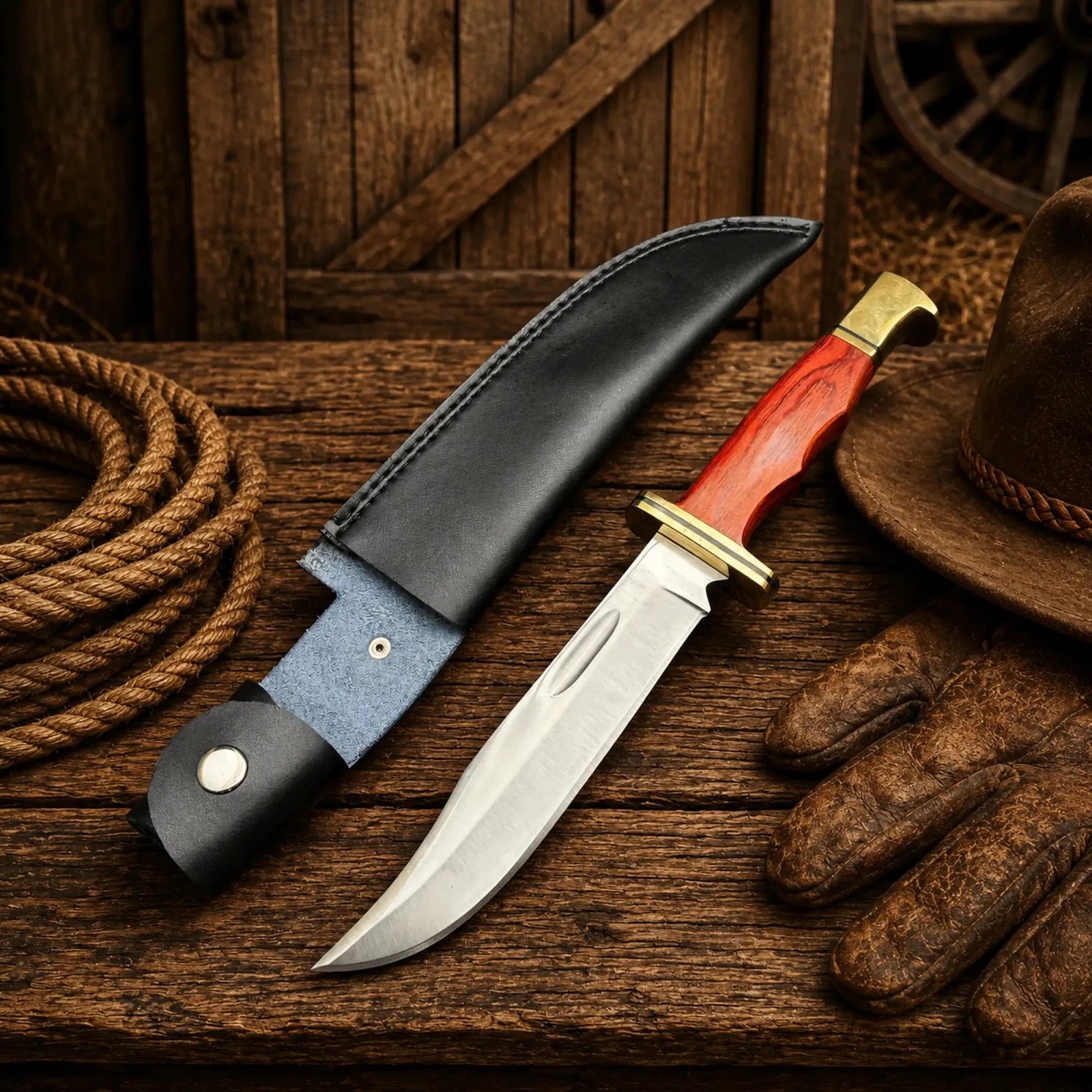 Dexter's First Knife Replica – D2 Steel Blade Wood Handle - SHAM KNIVESHunting KnifesSHAM KNIVESHandmade collectible knife with premium leather sheath