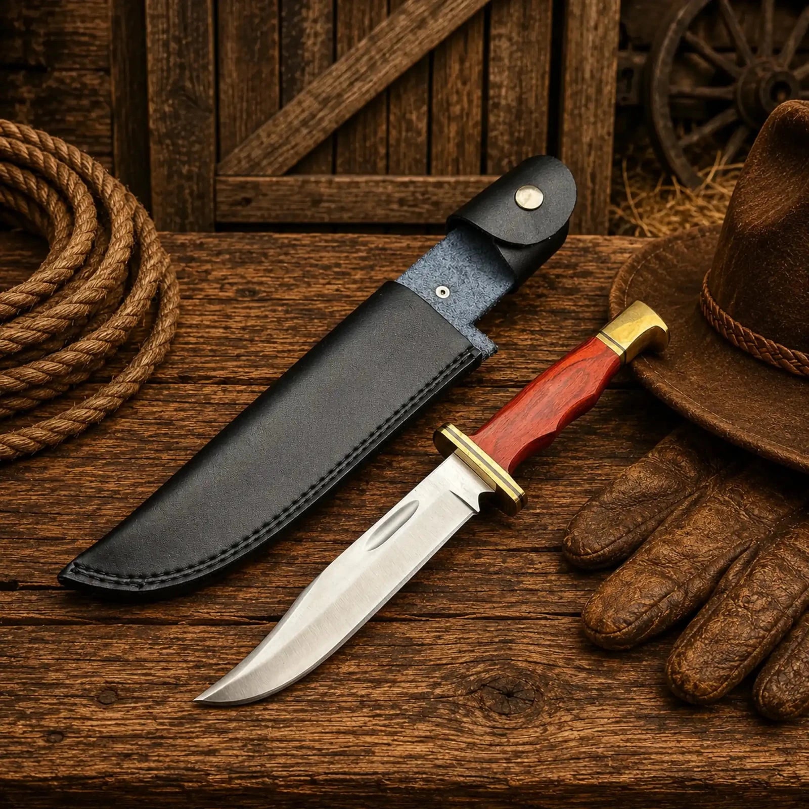 Dexter's First Knife Replica – D2 Steel Blade Wood Handle - SHAM KNIVESHunting KnifesSHAM KNIVESDexter inspired Bowie knife with wooden handle and sheath