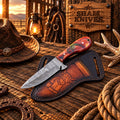 The Doc Holliday Damascus ranch working knife with resin handle